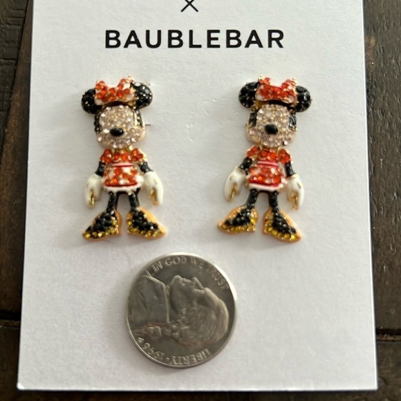 Disney x BAUBLEBAR Minnie Mouse Rhinestone Earrings New - Picture 3 of 5